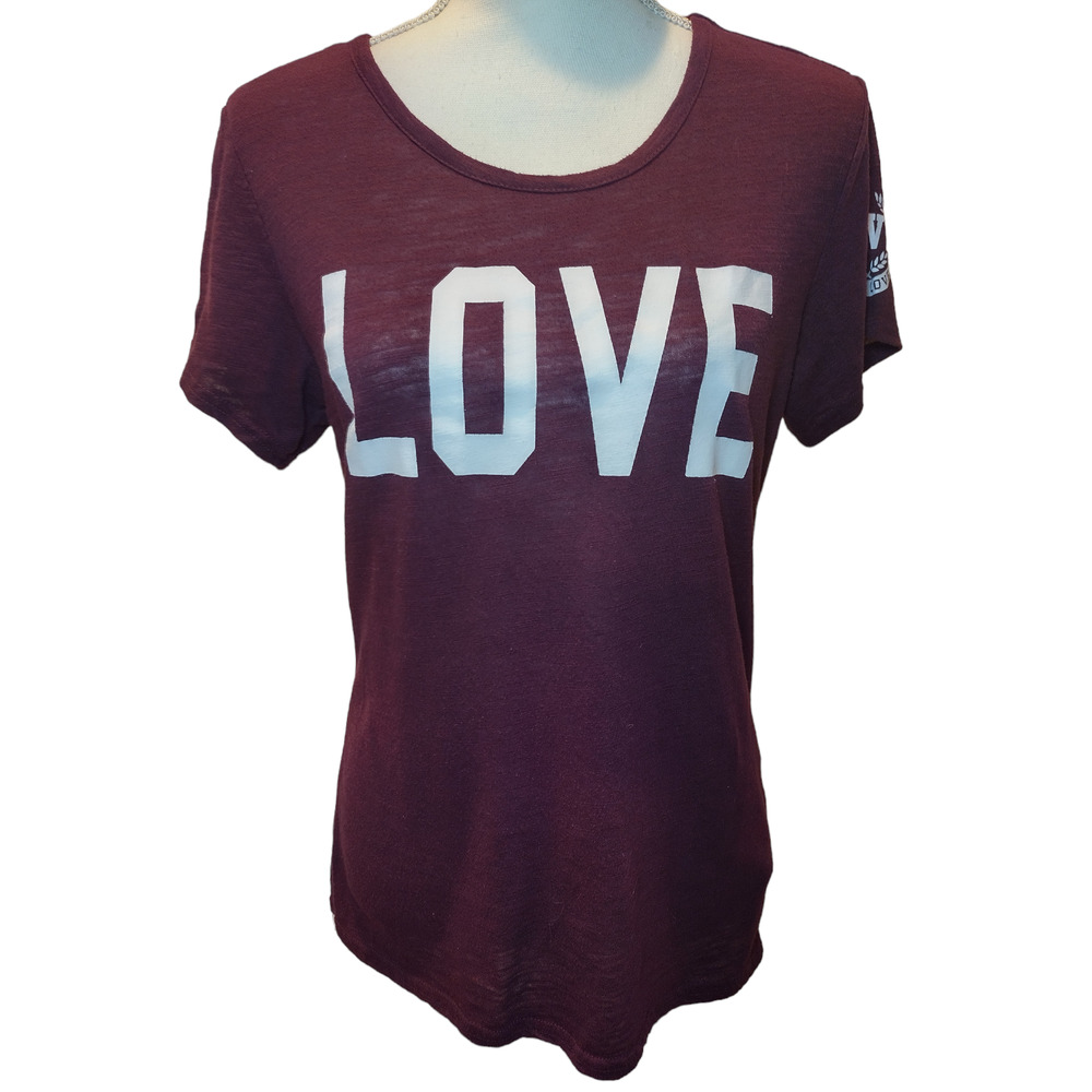 Reflex Womens Love Graphic T-Shirt Short Sleeve Crewneck Pullover Red Large